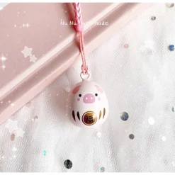 Japanese Lucky Pig or Koi Bell Laniard Handmade