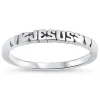 Jesus and Hearts Engraved Sterling Silver Band