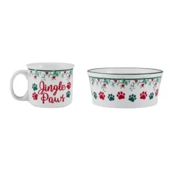Jingle Paws Holiday Winterberry Dog Bowl and Matching Mug Set by Fitz & Floyd