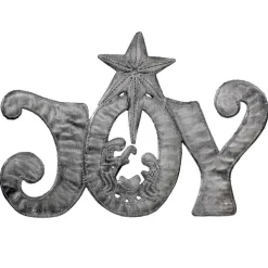 JOY Metal Art with Nativity Scene (11" x 8") - Croix des Bouquets (H)