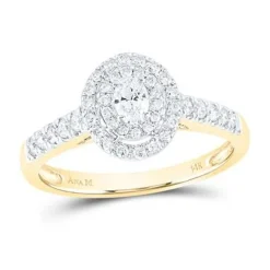 14K GOLD OVAL DIAMOND HALO BRIDAL ENGAGEMENT RING 1/2 CTW (CERTIFIED)