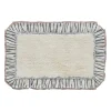 Kaila Ruffled Ticking Cream and Blue Country Farmhouse Bathmat