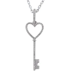 Key to My Heart Diamond Pendant 14K White, Yellow or Rose Gold