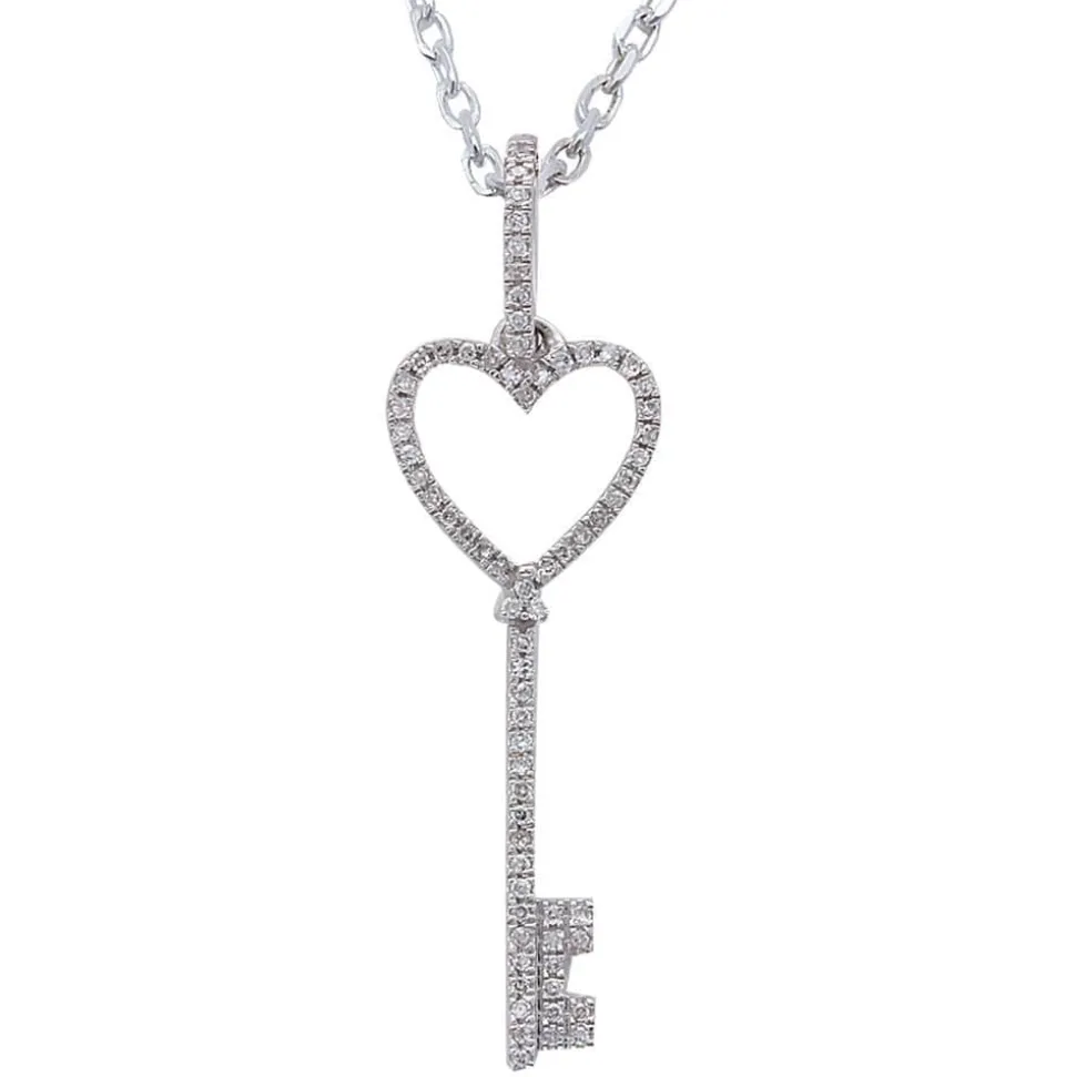 Key to My Heart Diamond Pendant 14K White, Yellow or Rose Gold