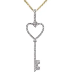 Key to My Heart Diamond Pendant 14K White, Yellow or Rose Gold