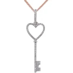 Key to My Heart Diamond Pendant 14K White, Yellow or Rose Gold