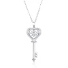 Key to My Heart Moissanite Diamond Necklace 925 Sterling Silver Rhodium Plated