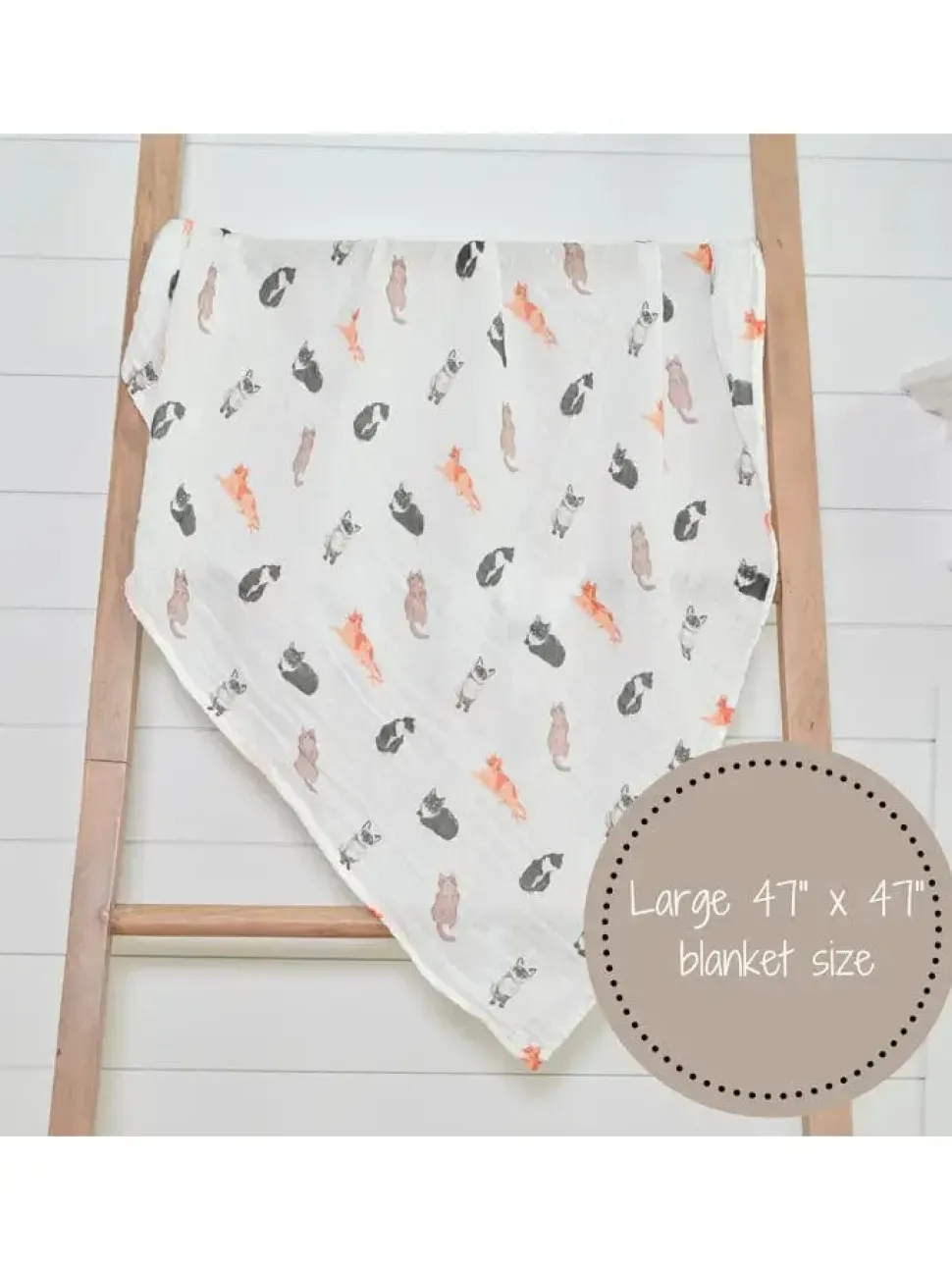 Kitty Cat Cotton Muslin Swaddle Blanket by Lolly Banks
