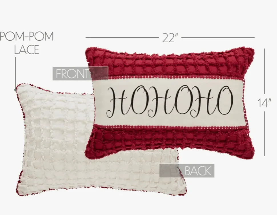 Kringle Chenille Ho Ho Ho Pillow 14x22