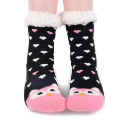 Ladies & Girls Slipper Socks, Thick & Fuzzy Sherpa Slipper Socks, 5 Varieties SZ 4-10shoe