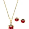 Ladybug Girl's Sterling Silver Earring & Necklace Set