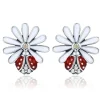 Ladybug on a Daisy Sterling Silver Ring, Earrings, Charm