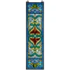 Lani Blue Victorian Stained Glass Window Panel 36"H