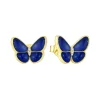 Lapis Lazuli Blue Butterfly Jewelry Set Gold Plated Sterling Silver, Beautiful!