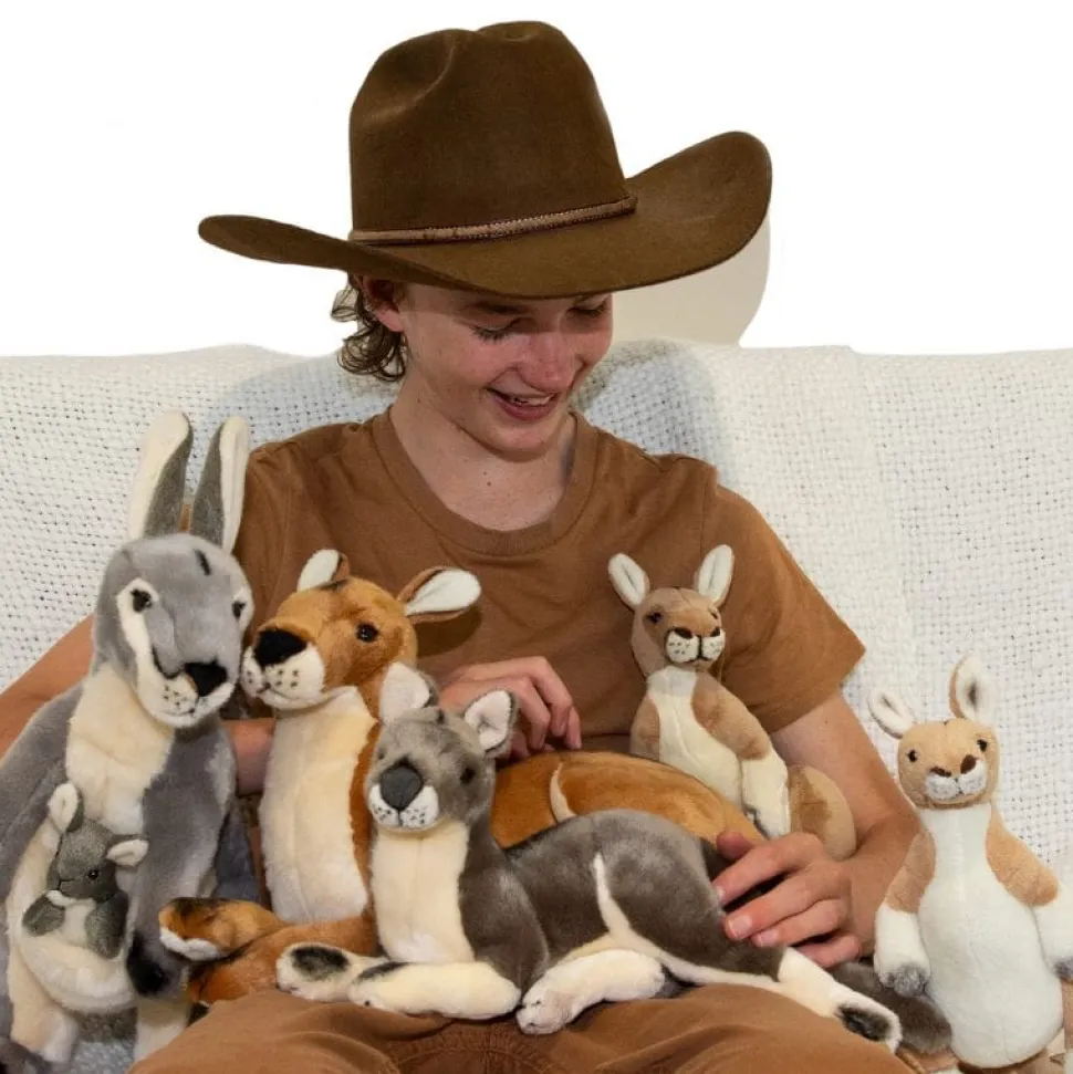 Large Eastern Grey Kangaroo with Joey Size 44cm/17″ Handmade Plush