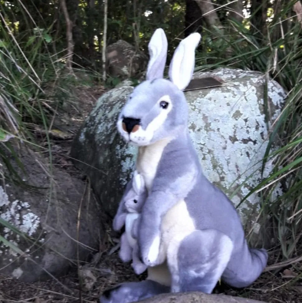 Large Eastern Grey Kangaroo with Joey Size 44cm/17″ Handmade Plush