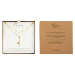 Lariat Giving Necklace W/ Heart and Cross Charms