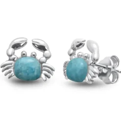 Larimar Sterling Silver Crab Earrings and Opal Rings