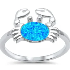 Larimar Sterling Silver Crab Earrings and Opal Rings