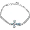 Larimar Sterling Silver Cross Bracelet 6"-8"