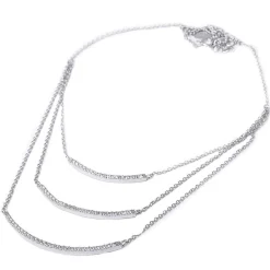 Layered 3 Bar CZ Sterling Silver with Rose Gold Layered Necklace-Ultra Glam!