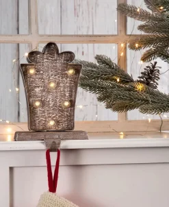 LED Wooden Giftbox Stocking Holder Christmas Collection 7.50