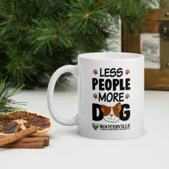 Less People More Dog White glossy mug