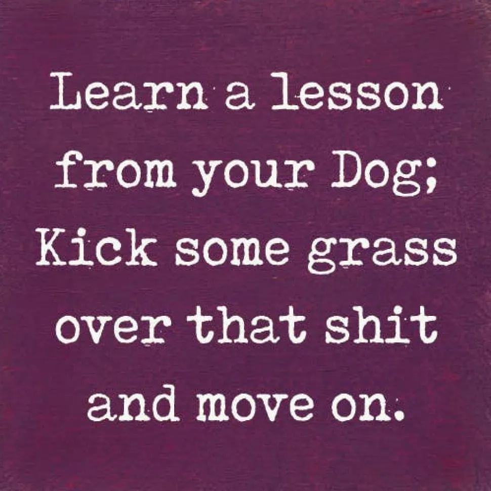 Lesson From Your Dog; Kick Some Grass Over That Shit Handmade Real Wood Funny Sign