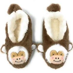 Let's Monkey Around Plush Fuzzy Monkey Footie Slipper Socks *