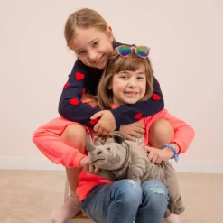 Lifelike Rhinoceros Lying 45 cm - plush toy by Teddy Hermann