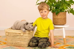 Lifelike Rhinoceros Lying 45 cm - plush toy by Teddy Hermann
