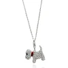 Little Dog Necklace Sterling Silver and CZ, Red Enamel Collar