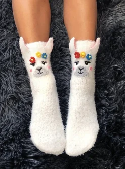 Llama Crew Slipper Socks Soft and Fuzzy Women's