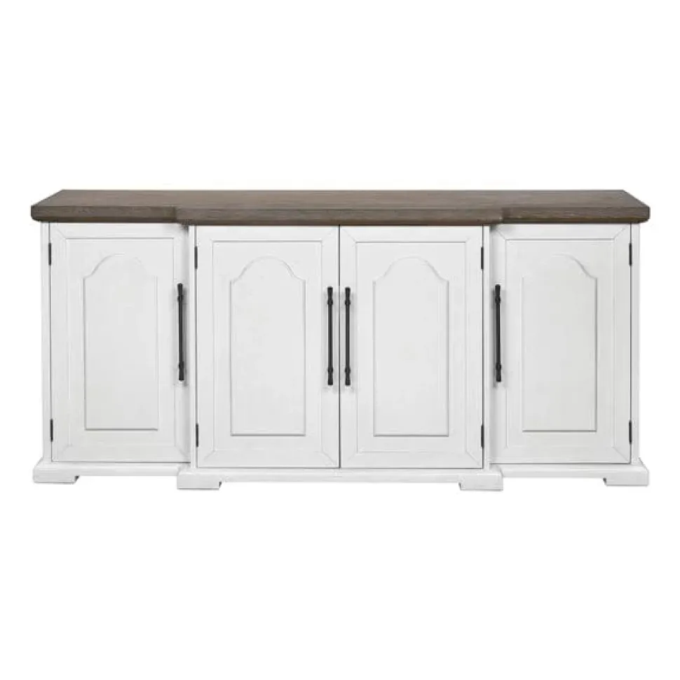 Locksmith 4-Door Off-White Farmhouse Storage Credenza