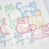 Lots of Dogs or Cats Lint-free Heavyweight Embroidered Floursack Tea Towel Handmade