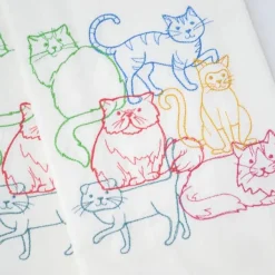 Lots of Dogs or Cats Lint-free Heavyweight Embroidered Floursack Tea Towel Handmade