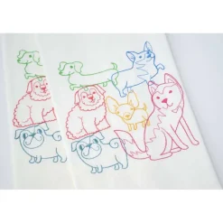 Lots of Dogs or Cats Lint-free Heavyweight Embroidered Floursack Tea Towel Handmade