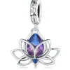 Lotus Flower CZ 925 Sterling Silver Charm Pandora Style Bracelets