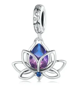 Lotus Flower CZ 925 Sterling Silver Charm Pandora Style Bracelets