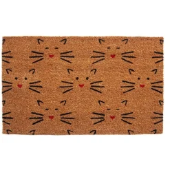 Love Cats Coir Welcome Mat Handmade Cute Kitty Faces Welcome You Home!