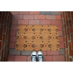 Love Cats Coir Welcome Mat Handmade Cute Kitty Faces Welcome You Home!