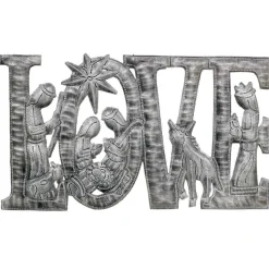 LOVE Metal Art with Nativity Scene (9" x 14") - Croix des Bouquets (H)