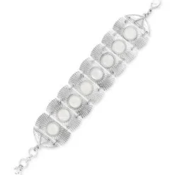 Lucky Brand Medallion Statement Necklace Silver Tone Matching Bracelets