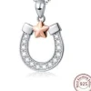 Lucky Horseshoe Sparkling Necklace Sterling Silver Rose Gold
