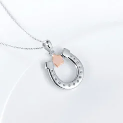 Lucky Horseshoe Sparkling Necklace Sterling Silver Rose Gold