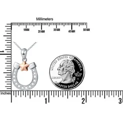 Lucky Horseshoe Sparkling Necklace Sterling Silver Rose Gold