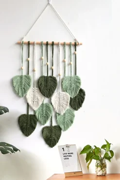 Macrame Leaf Bead Wall Hanging-Handmade, Super Cute!