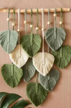 Macrame Leaf Bead Wall Hanging-Handmade, Super Cute!
