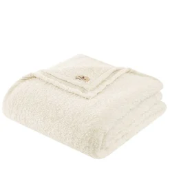 Made in the USA Soft Berber Sherpa Bedding Blanket, Ivory - King