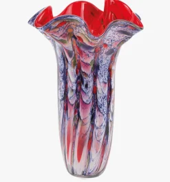 Majesty Murano Style Art Glass 17" Blue Napkin Vase